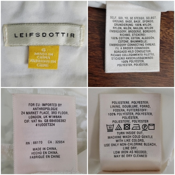 Anthropologie Leifsdottir White Lace Embroidered Short Sleeve Peplum Top Size 6 - Picture 6 of 11